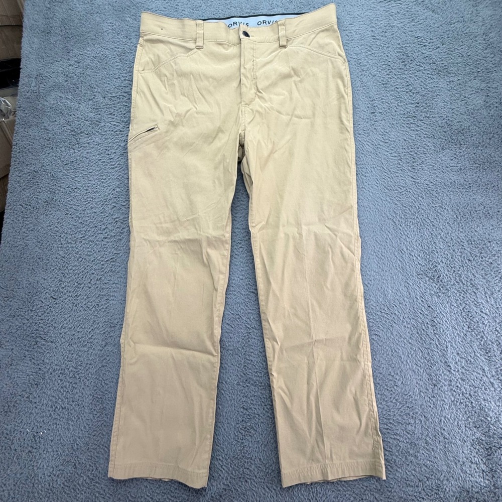 Orvis Pants Mens‎ 40x32 Tan Performance Stretch Water Repellent Hiking Chino